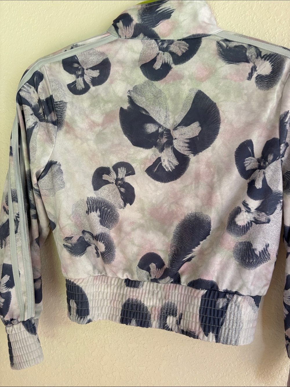 adidas Girls' White Jacket with Blue Graphic Print - Picture 5 of 5